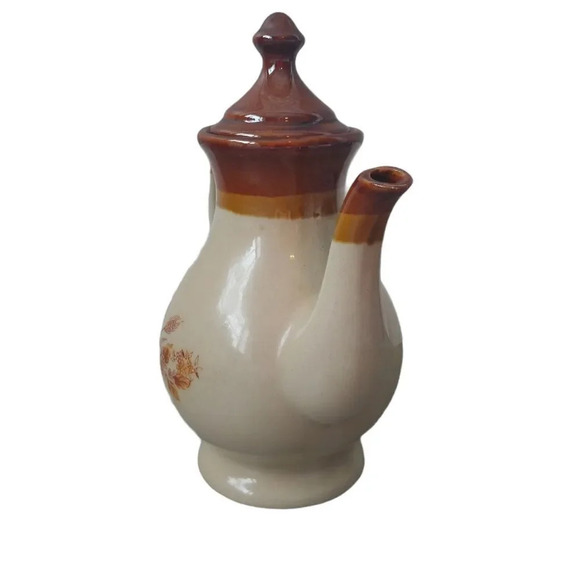 Vintage 3 Tone Brown Glazed  Teapot, Wheat Harvest - Picture 3 of 8